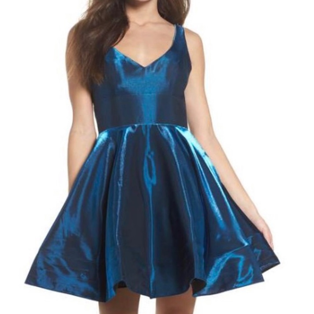 XSCAPE teal shimmer fit and flare dress!!